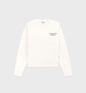 Sporty & Rich - Faubourg Crewneck - Cream/Chocolate - 女装 - 圆领毛衣 - 奶油色/巧克力色