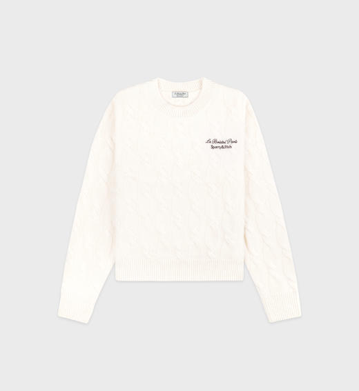 Sporty & Rich - Faubourg Crewneck - Cream/Chocolate - 女装 - 圆领毛衣 - 奶油色/巧克力色 商品图0
