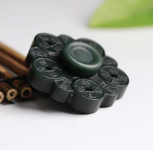 和田玉青玉五帝钱指尖陀螺转运手玩 商品图7