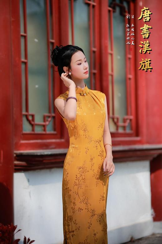 【月胧西】春夏新款金黄色复古送考年轻款改良旗袍优雅温婉新中式 商品图4