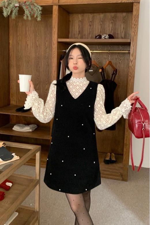 ELLA JADE 黑色珍珠装饰背心裙连衣裙 19757 商品图1