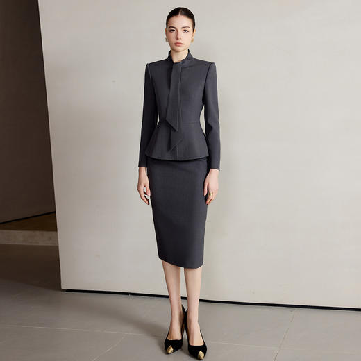 IWY/西装外套春装女新款轻奢高级感套装气质名媛灰色西服两件套CS2222 商品图2