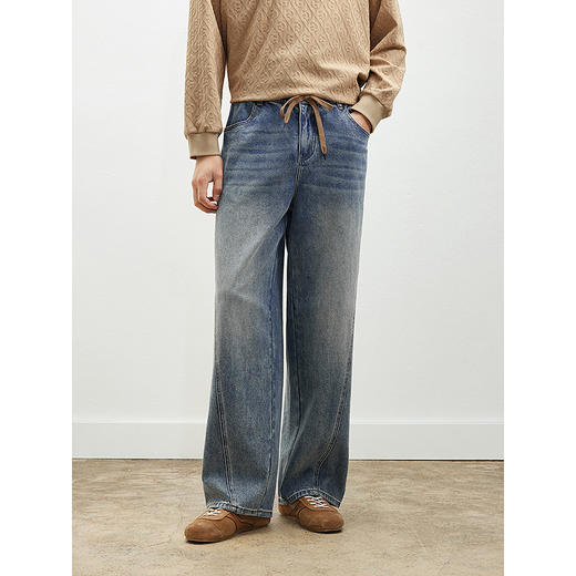 GXG男装重工 男士复古做旧牛仔长裤2025年春季热卖#G25D051024 商品图2