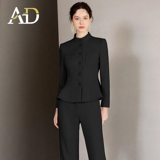 AD公务员国考面试西装套装女秋冬厚款羊毛呢子职业装高端黑色正装 商品图1