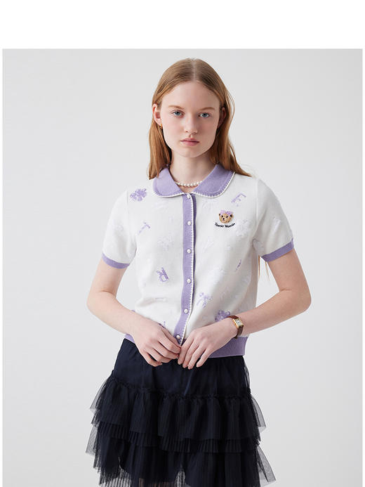 TeenieWeenie小熊女装毛针织衫少女感甜美学院短袖TTCK252401T 商品图2