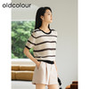 oldcolour夏季新款时尚简约条纹圆领宽松百搭针织上衣女Q220504A1 商品缩略图1