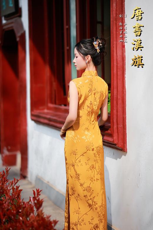 【月胧西】春夏新款金黄色复古送考年轻款改良旗袍优雅温婉新中式 商品图5