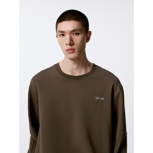 GXG男装 双色基础设计宽松圆领长袖T恤男士 24秋季热卖G24X343002 商品图4