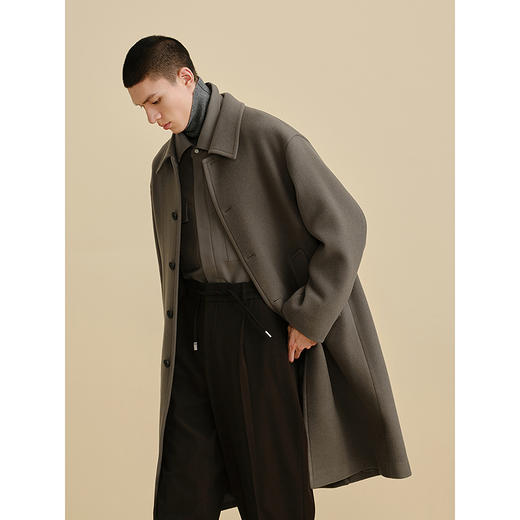 GXG男装 深卡其宽松保暖通勤长款大衣24冬热卖G24X264007 商品图2