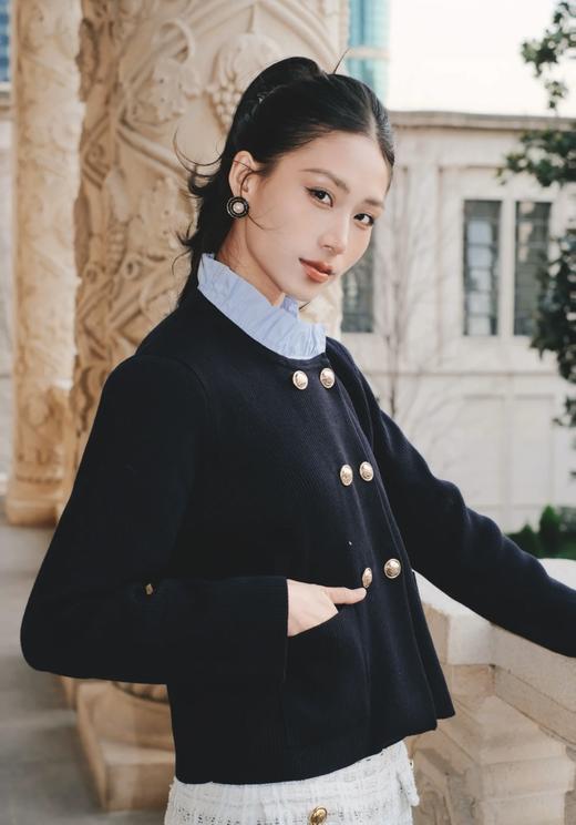 品牌订单去标发货乔欣同款老钱风双排扣羊毛针织外套 商品图7