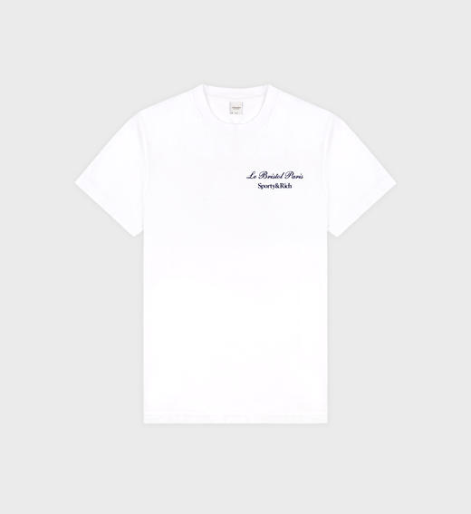 Sporty & Rich - Faubourg T Shirt - White/Navy - 女装 - T恤 - 白色/深蓝色 商品图0