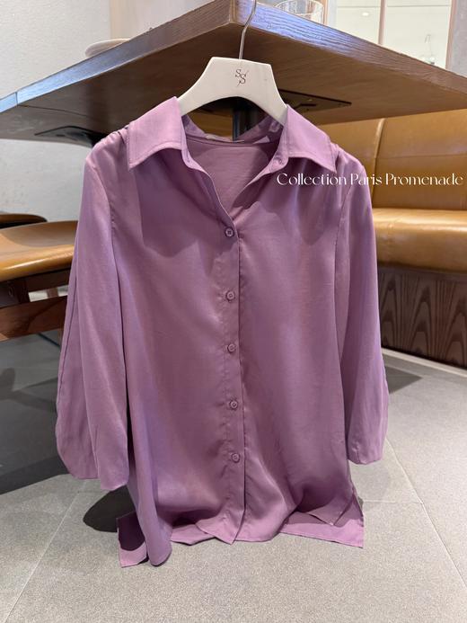 巴黎漫步 | 立裁灯笼袖精致通勤衬衫 茄子紫 商品图2