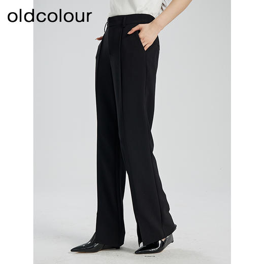 oldcolour夏季新款黑色简约气质高级感百搭长款微喇裤女Q210703A1 商品图1