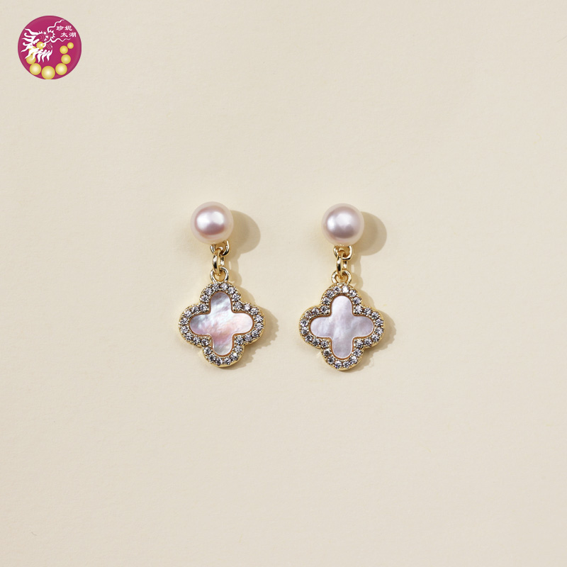 四叶草珍珠耳坠