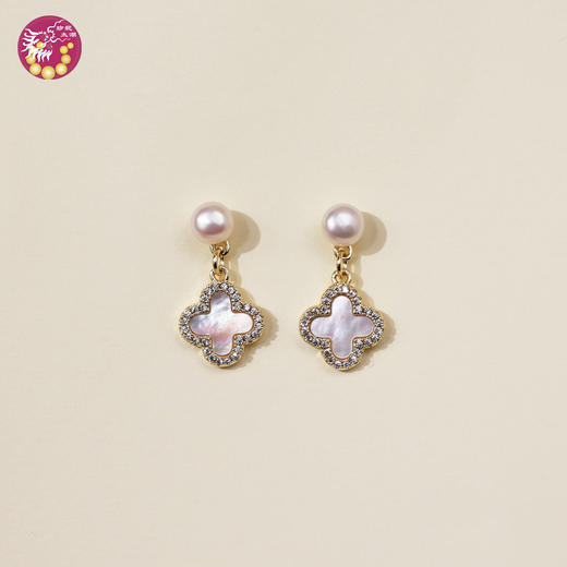 四叶草珍珠耳坠 商品图0