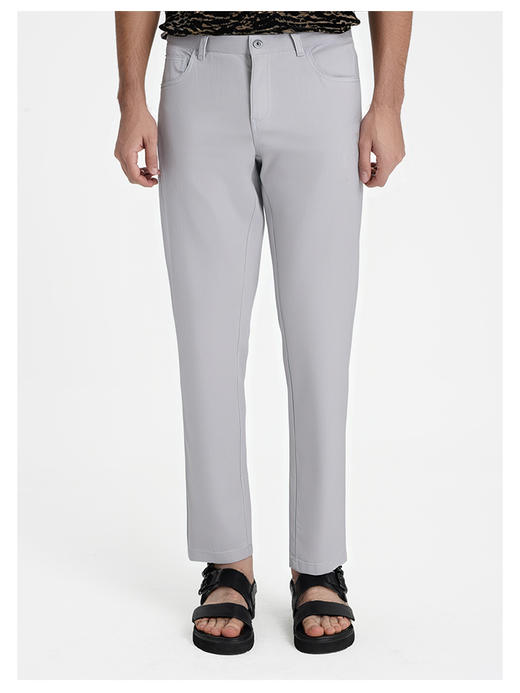 callisto清爽浅灰色棉混纺直筒牛仔裤 商品图2