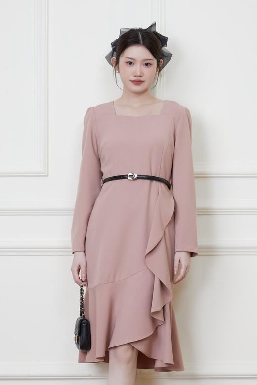 Le Malene 粉色收腰荷叶边连衣裙 19923 商品图0