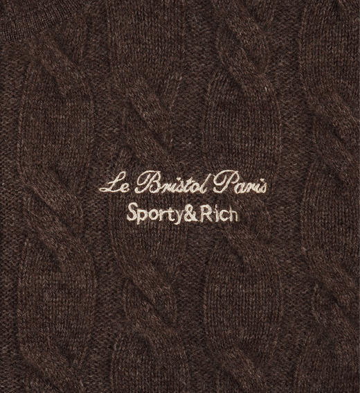 Sporty & Rich - Faubourg Crewneck - Chocolate/Cream - 女装 - 圆领毛衣 - 巧克力色/奶油色 商品图2