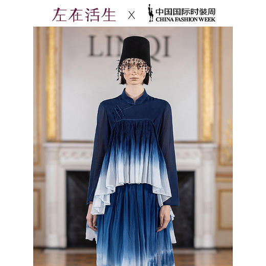 【林栖设计小店】纯棉连衣裙植物染花边压褶新中式气质2025春夏新品长裙女1952112 商品图1