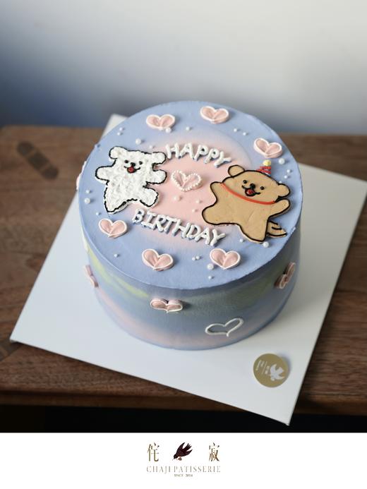 【客定】爱心线条小狗蛋糕0072 商品图0