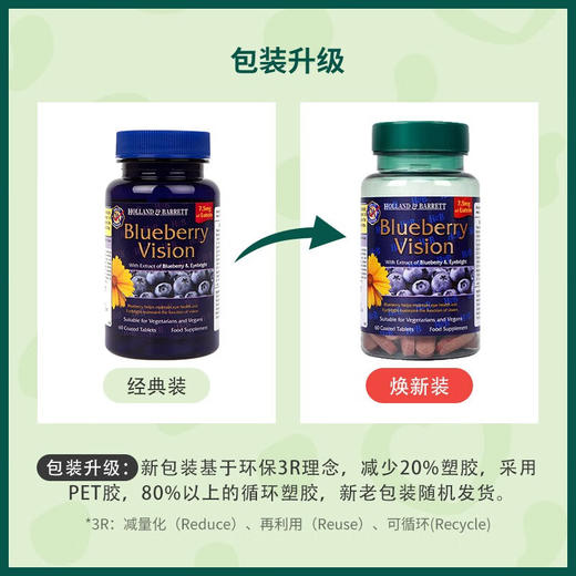 【保税】英国 荷柏瑞（HOLLAND&BARRETT）护眼蓝莓片 60片 商品图2