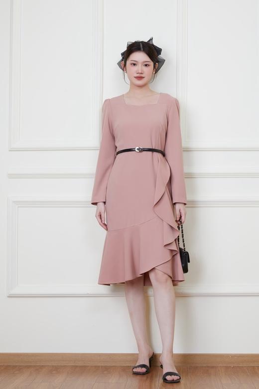 Le Malene 粉色收腰荷叶边连衣裙 19923 商品图2