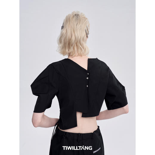 启世录TIWILLTANG“维度转折”多维立体翻折短袖上衣个性设计感女 商品图1