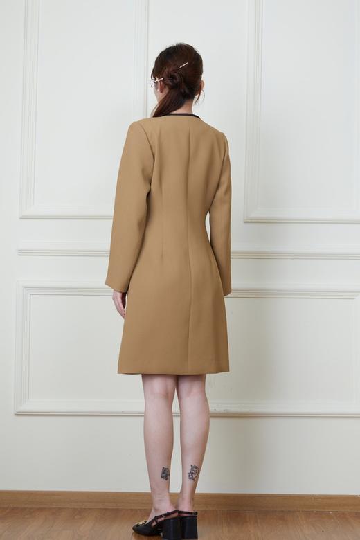 Le Malene 卡其色小香风明线收腰连衣裙 19878 商品图5