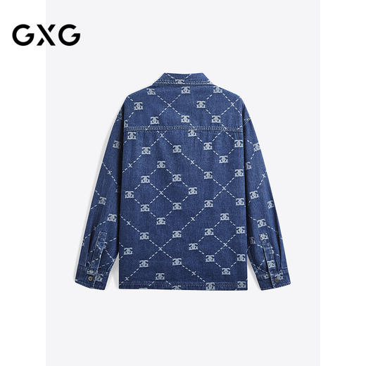 GXG男装 2024秋季热卖GXG满身印花休闲牛仔衬衫宽松衬衫外套男 商品图1