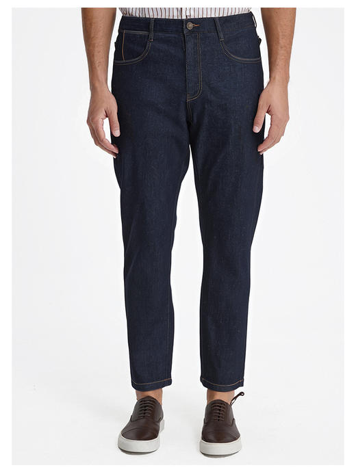 callisto经典牛仔蓝棉混纺直筒牛仔裤 商品图2