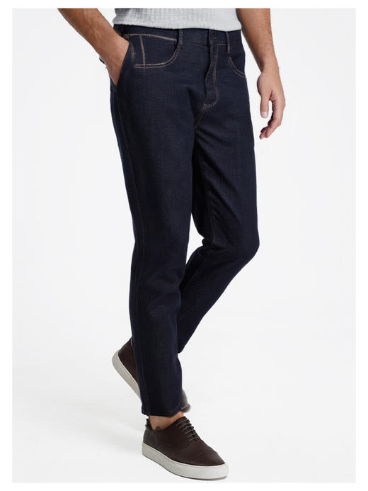 callisto经典牛仔蓝棉混纺直筒牛仔裤 商品图3