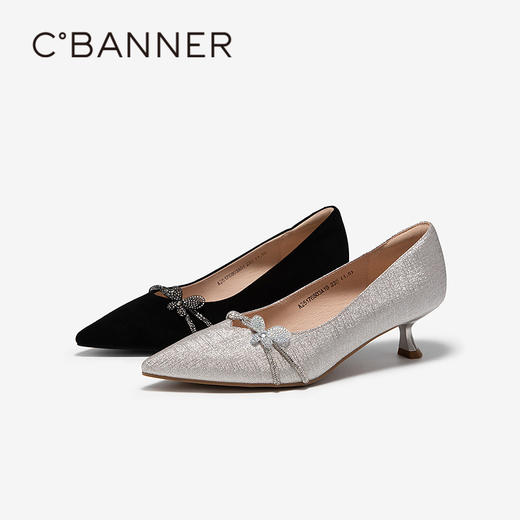 千百度CºBANNER2025新款小猫跟羊皮婚鞋A25176803 商品图1
