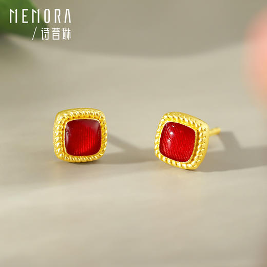东方国色 黄金耳饰小红心耳钉 足金方块耳饰女士礼物【按克计价黄金3】MEMORA诗普琳GE228802、GE230302、GE230402 商品图9