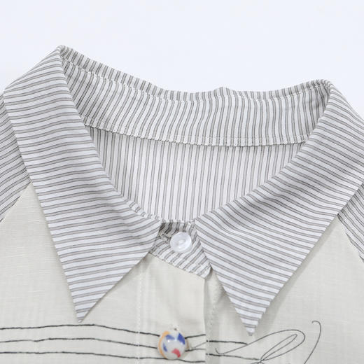 谜底连衣裙短袖女2025夏新品复古风度假衬衫裙H型中长裙252ML0653 商品图3