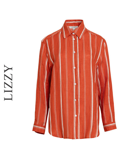 LIZZY时尚街头百搭休闲通勤色织条纹亚麻长袖衬衫8142 商品图4