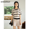 oldcolour夏季新款时尚简约条纹圆领宽松百搭针织上衣女Q220504A1 商品缩略图0