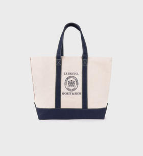 Sporty & Rich - Crest Seal Tote Bag - Natural - 女装 - 包包 - 米色