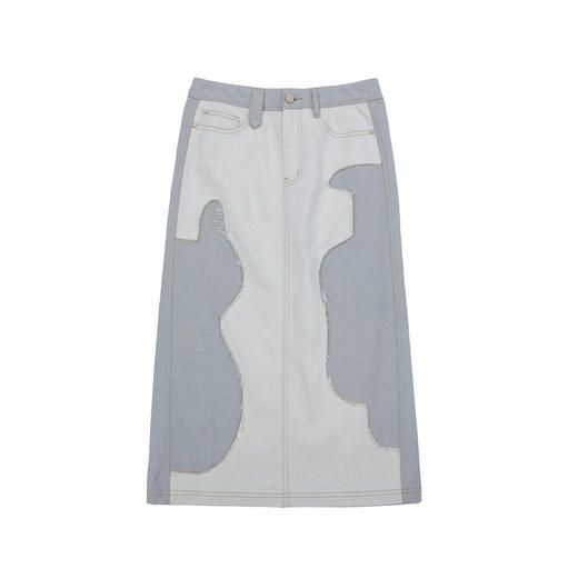 谜底半身裙女2025夏季新品通勤拼接设计宽松A型中长半裙252MB0571 商品图4