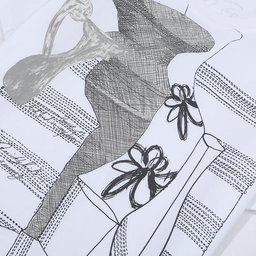 谜底T恤短袖女2025夏新品休闲日常印花宽松H型中长上衣252MT0528 商品图3