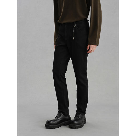 GXG男装 黑色修身牛仔裤男士通勤长裤 冬季G24X054066 商品图2