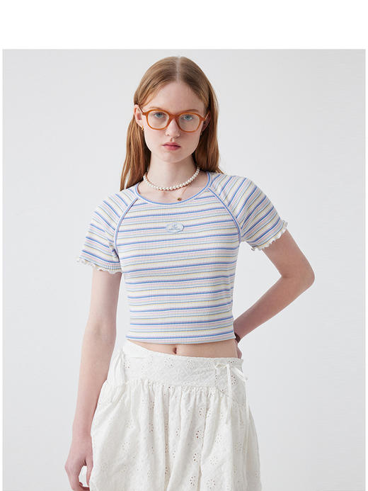 Teenie Weenie小熊条纹T恤女夏季女t恤TTRS252411T 商品图0