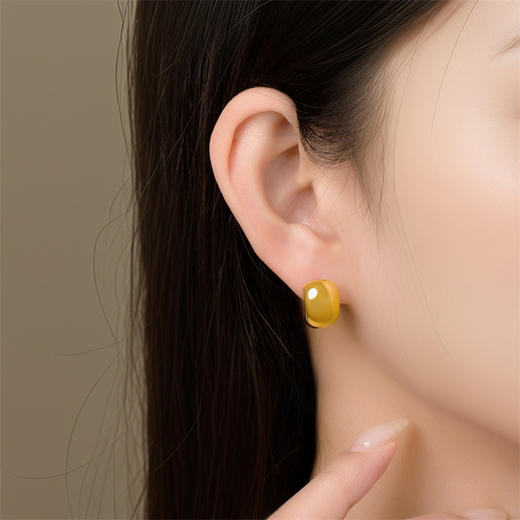 【积分抵值】高光系列黄金豌豆耳饰 足金耳钉简约黄金耳环女士礼物MEMORA诗普琳LE446201 商品图2