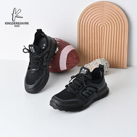 经典鲨2025年春季新品百搭黑色男士平底系带透气舒适休闲鞋KW10-513021