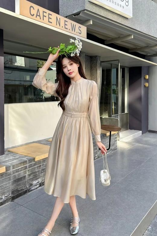 Le Malene 杏色清爽轻盈收腰长款连衣裙 19710 商品图2