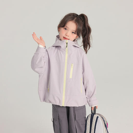 童装外套2025春季上市儿童防风纯色外套拉链款女童三防外套 商品图6