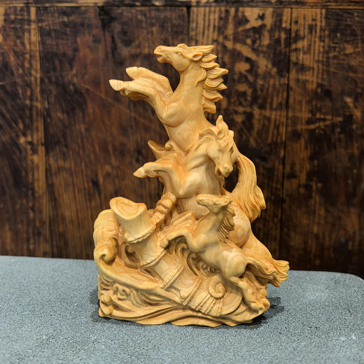 立马成功(三马)°黄杨木摆件 商品图0