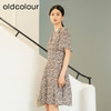 oldcolour夏季新款优雅气质高腰A字短袖碎花连衣裙女Q241005A1 商品缩略图1
