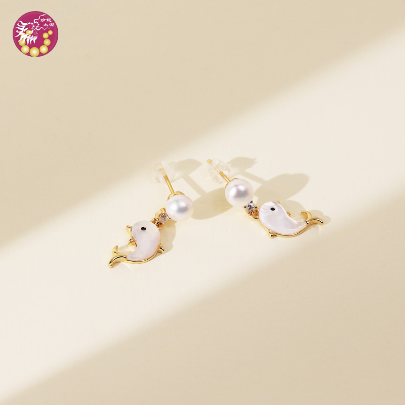 小海豚珍珠耳坠