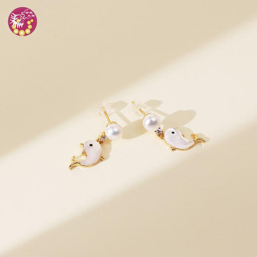 小海豚珍珠耳坠 商品图0