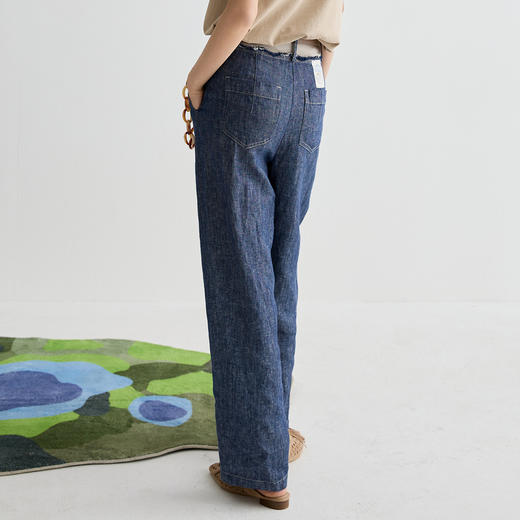 谜底休闲裤女2025夏季新品通勤亚麻宽松廓形萝卜裤长裤252MK0569 商品图2